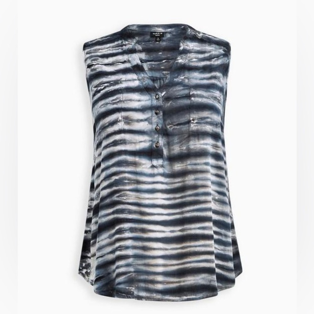 Torrid Blue Tie Dye Harper Slub Sleeveless Top Size 6